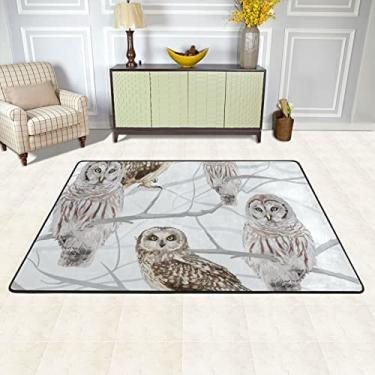 Imagem de QUGRL Coruja sentada em um galho, tapetes de cozinha laváveis e engraçados, tapete de banho antiderrapante para banheiro, banheira, chuveiro, absorvente, tapete de porta ao ar livre, entrada interna,