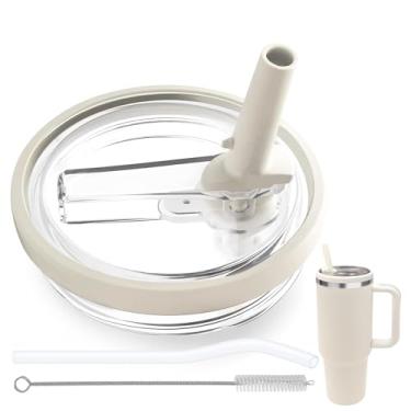 Imagem de Tampa de canudo flip compatível com Stanley Cup 1,134 g, tampa de substituição à prova de vazamento livre de BPA adequada para copo Stanley Quencher de 1,134 g, à prova de derramamento, 1 canudo, 1