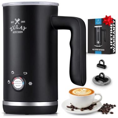 Imagem de Espumador Elétrico Automático 300 mL, Aço Inoxidável, 110v, ZULAY KITCHEN Milk Frother and Heater, Preto