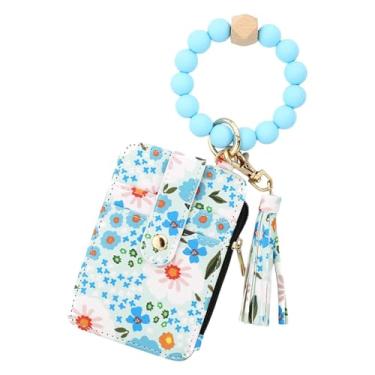 Imagem de RnemiTe-amo Carteira feminina Boho com estampa floral – porta-cartões e chaveiro com vários compartimentos | Bolsa de viagem leve para todos os dias, passeios | Presente para mulheres, esposa, mãe