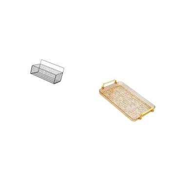 Imagem de Fenteer Prateleiras de Armazenamento de Arame Flutuantes E Prato de Sobremesa, Bandeja de Mesa de Centro com Alça para Cozinha, Banheiro, Sala de Estar, Quart