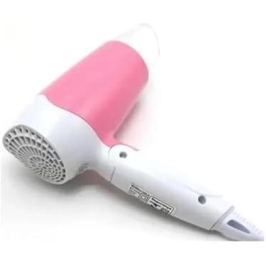 Imagem de Secador de Cabelo Dobrável, 1200W, 2 Velocidades, Compacto, Rosa e Branco