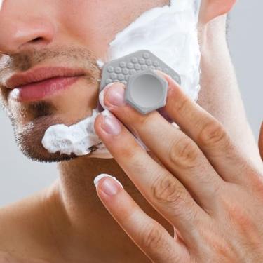 Imagem de Esfoliante facial de silicone para homens, escova de limpeza suave de barba, massageador esfoliante de limpeza facial - cinza
