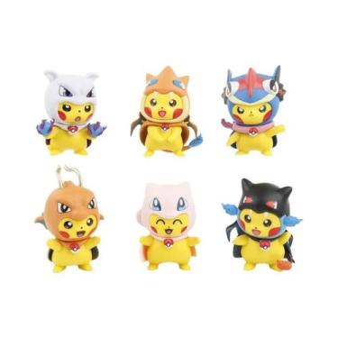 Imagem de Novo 6 pçs/set Pokémon Pikachu como Charizard Mew Figura Brinquedos 7c