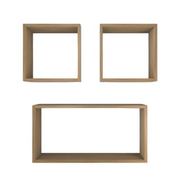 Imagem de Kit Com 3 Nichos Decoração Quarto Madeira Retângular