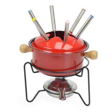 Imagem de Conjunto Aparelho Para Fondue Inox Vermelho 10 Peças - Wincy
