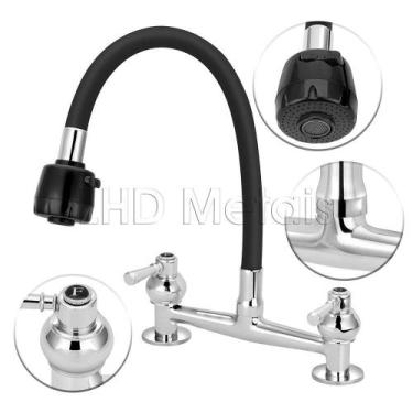 Imagem de Torneira Misturador Gourmet Flexível Preto Cozinha Mesa 1/4V - Lhd Met