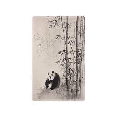 Imagem de Blueangle Placa de parede decoradora de capa em branco, tamanho padrão, 1 gangue panda chinês, capa de interruptor de bambu para quarto de escritório em casa, 4,53 x 2,76 polegadas (208)