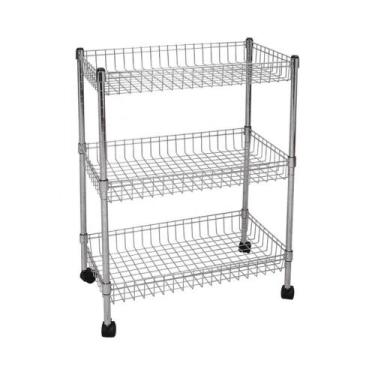 Imagem de Estante Fruteira Multiuso de Aço com 3 Cestos Ajustáveis - Uteall