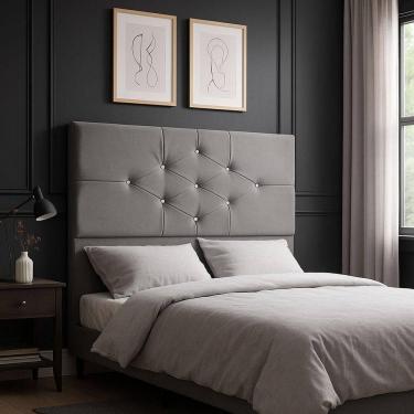 Imagem de Cabeceira Cama Box Casal 140 Cm Camboriú Suede Cinza