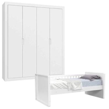 Imagem de Cama Babá e Guarda Roupa Infantil Tutto New Branco Acetinado - Matic -