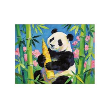 Imagem de BMZFYBS Impressão em tela de arte de parede animal - panda na floresta de bambu - pintura de decoração moderna - imagens para quarto de crianças escritório 60 x 80 cm 24 x 31 polegadas sem moldura
