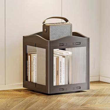 Imagem de Estante rotativa de 360° dobrável, à prova de poeira, grande capacidade, estante de livros ABS para sala de estar e quarto (preto, 1º andar)