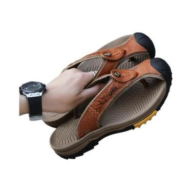 Imagem de Sandálias Masculinas De Couro Genuíno, Casuais, Antiderrapantes, Chine