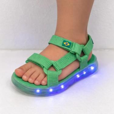 Imagem de Sandalia Infantil com Led Brasil Copa Conforto Estilo Diversão - Sem M