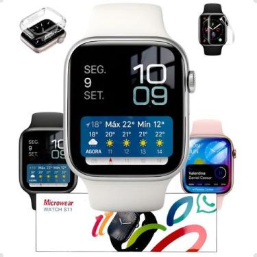 Imagem de Relógio Smartwatch S11 Branco Microwear Gps Nfc Chat Gpt Whatsapp Liso