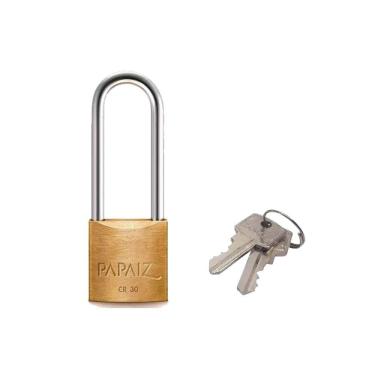 Imagem de Cadeado Cr 35/50mm Haste Longa Latão Maciço C/ 2 Chaves Papaiz