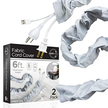 Imagem de Cordinate Capa para cabo de tecido, pacote com 2, 1,8 m, gerenciamento e ocultação de cabos ótimo para lâmpadas, luminárias e mesas, cinza mesclado, 48659