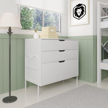 Imagem de Cômoda Moderna 3 Gavetas 94x79cm Oasis Branco/Branco