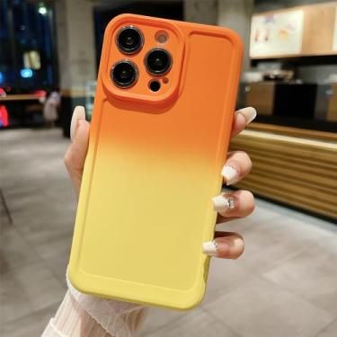 Imagem de Capa de silicone líquido para Huawei P60 P50 P40 P30 Pro para Huawei Mate 50 40 30 Nova 11 10 Pro Capa de telefone em cor gradiente, laranja, amarelo, para Nova 11