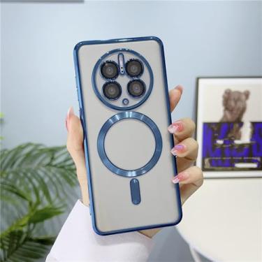 Imagem de Capa transparente de carregamento magnético sem fio, capa transparente para huawei mate 50 pro 40 30 pro 20 p50 p40 p30 pro, azul marinho, para mate 30 pro