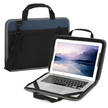 Imagem de CDBXPRG Capa para laptop de 13 a 14 polegadas, capa de computador à prova de choque para HP, pasta protetora para notebook bolsa de transporte para MacBook Air/MacBook Pro, Dell, Lenovo, Chromebook capa de computador com alça (azul)