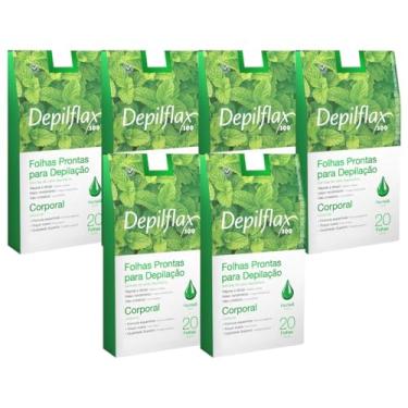 Imagem de Kit 6 Caixas Folhas Prontas Cera Depilatória Depilação Corporal Depilflax Hortelã