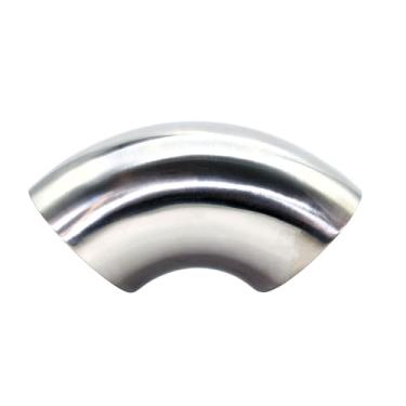 Imagem de TIBROMTACK Gr2 Cotovelo de titânio puro 90° Polimento do espelho curvado do mandril diâmetro externo 60 mm espessura da parede 1 mm para modificação de carro, sistemas de escape, tubulação submarina