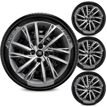 Imagem de Jogo 4 Calotas Aro 15 4x100 Fiat Prata