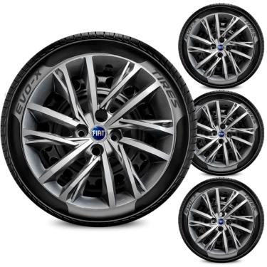 Imagem de Jogo 4 Calotas Aro 15 4x100 Fiat Prata