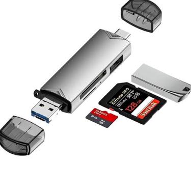 Imagem de Leitor De Cartão Usb-c/USB/Mini-USB  Cartão SD/TF/USB D-398 - Wisiser,