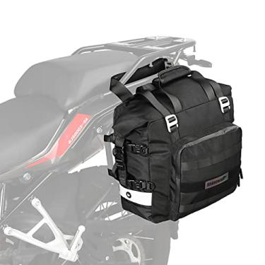 Imagem de Rhinowalk Bolsa de selim de motocicleta à prova d'água para motor, bagagem, liberação rápida, bolsa lateral para motocicleta, 20L (preto)