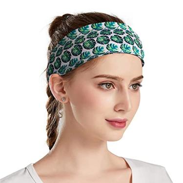 Imagem de LParkin Faixas Tropical Leaves Flowers Rabbit Funny Head Bands para adultos - Faixas de cabeça largas - Presente para esposa - Faixa de cabeça para adultos - Faixa de cabeça feminina - Faixa de cabelo - Melhor Faixa de cabeça, Tropical Leaves, standard