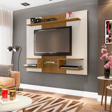 Imagem de Painel TV Até 55 Pol. Atlas OffWhite/Cinamomo - Ripa - MOVEIS BECHARA