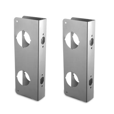 Imagem de SUMBIN Reforçador de proteção de porta para segurança extra para sua casa e evitar entrada não autorizada, fundo 2-3/8 e orifício de porta de 5-1/2, reparo de portas em acabamento de aço inoxidável, 2