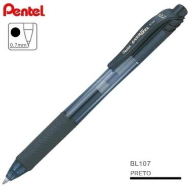 Imagem de Caneta Gel PENTEL EnerGel-X 0.7mm Retrátil - Unidade, PRETO