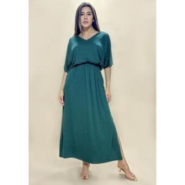 Imagem de Vestido Longo Plano Verde Musgo - M-Veste 42-Feminino