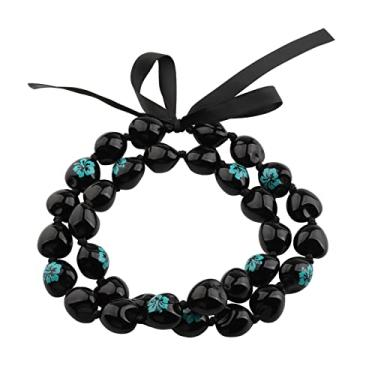 Imagem de BNQL Colar grosso havaiano Kukui Nut Lei com laço de fita para presente de formatura, Acrílico, Sem Pedra Preciosa