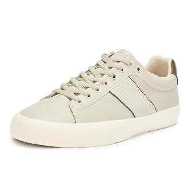 Imagem de BOSS Tênis masculino Aiden Logo Block de couro cano baixo, Creme macio, 44