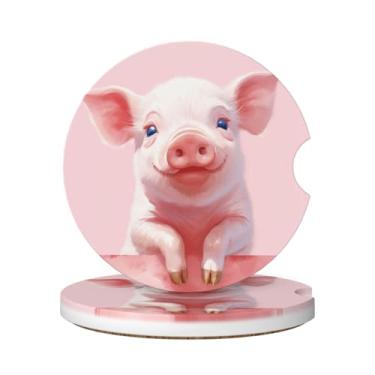 Imagem de Famame 2 peças de porta-copos de cerâmica para carro pés de porco na parede, conjuntos de porta-copos absorventes antiderrapantes para bebidas, decoração de carro, acessórios automotivos