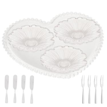 Imagem de Jogo de Petisqueira Coração Bowls Flores 12 Peças Cristal Inox Wolff / Lyor