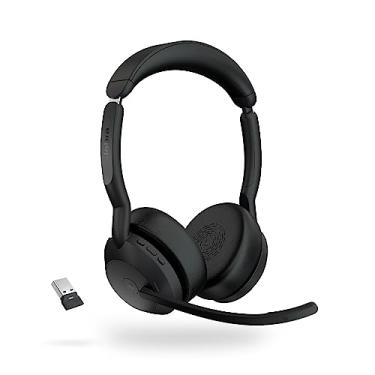 Imagem de Jabra Fone de Ouvido Estéreo Sem Fio Evolve2 55 - Possui Tecnologia Aircomfort, Microfones com Cancelamento de Ruído e Cancelamento de Ruído Ativo - Certificado Ms Teams, Funciona com Outras Plataform