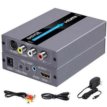 Imagem de EASYCEL Conversor RCA Svideo para HDMI, RCA composto CVBS AV ou Svideo + R/L entrada de áudio para saída HDMI, suporta interruptor de saída 720P/1080P para N64, PS2, Wii, DVD
