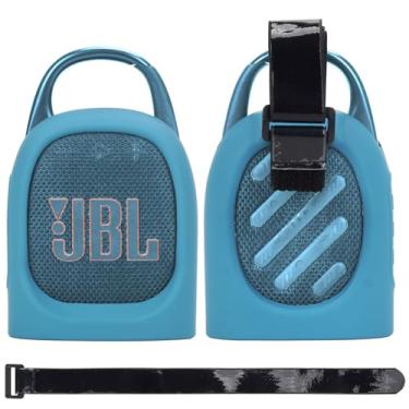 Imagem de MGZNMTY Capa de silicone portátil para alto-falante JBL Clip 5 Ultra Bluetooth com alça removível para carrinho de golfe e bicicleta de barco (azul)