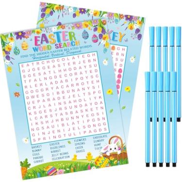Imagem de Skyygemm Easter Word Search Board Games with 10 Watercolor Pens and Answer Key 30 Players Holiday Easter Board Games for Adults Educational Activities School Party Groups Classroom