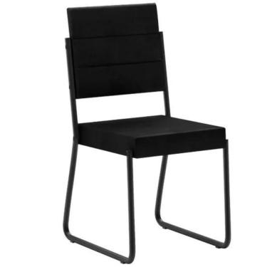 Imagem de Cadeira De Jantar Estofada Carraro Ferro Preto Suede Preto - Fabrica 1 Móveis