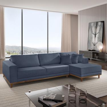 Imagem de Sofá Cronos Linho 4lug Chaise Lado Direito Meu Sofá Online A259 Linho Azul