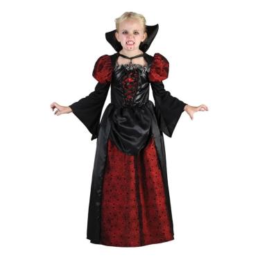 Imagem de Fantasia Infantil Vampira Duquesa Mary Halloween Com Colar Tamanho M