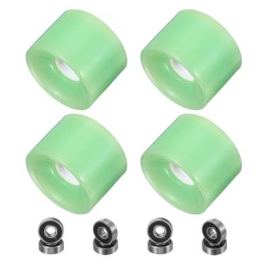 Imagem de PATIKIL Rodas de skate de 70 mm, 1 conjunto de rodas de rua de dureza 82A PU Flash Cruiser de alta elasticidade com rolamentos 608RS para substituição de skates, verde claro