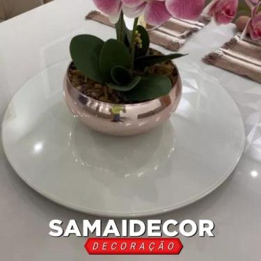 Imagem de Bandeja Giratoria De Sobrepor Laca Off White Vidro Fixo 60cm - Samaide